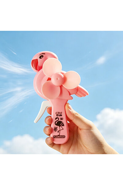 AFS Portable Hand Fan with Pink Flamingo Design, 14 cm, No Batteries