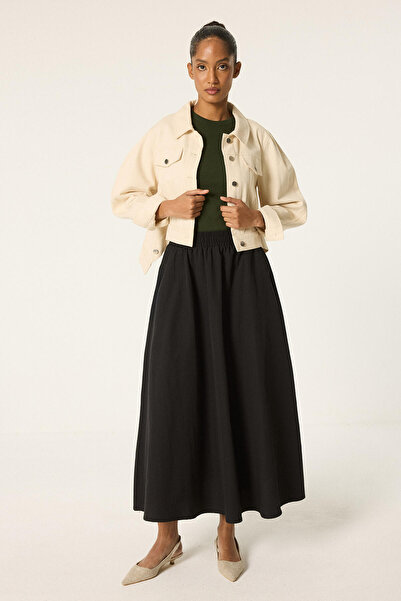 Touché Privé Long Skirt with Elastic Waist Pockets