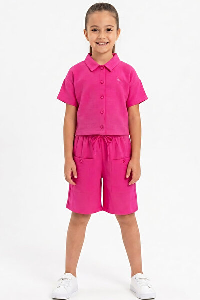 MODANINO Girl's Linen Top and Bottom Set (Shorts+Shirt) 3-10 Years 12665D