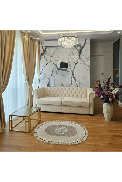 OEM Elegant Acrylic Oval Rug with Fringes, 6802 - 70 X 100 cm