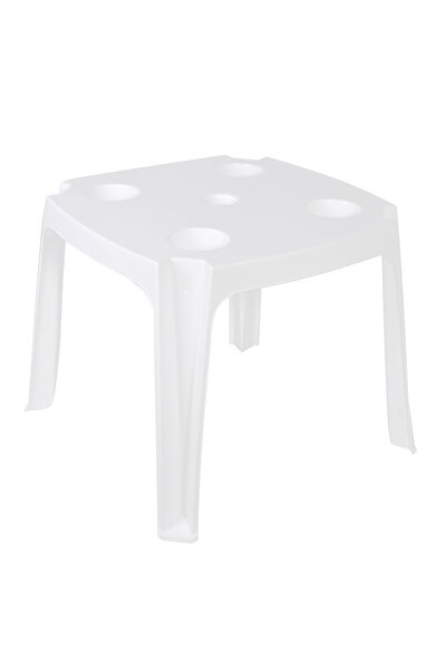 Zumzeria Masă din plastic alb cu suport pentru umbrelă 44x44x39cm