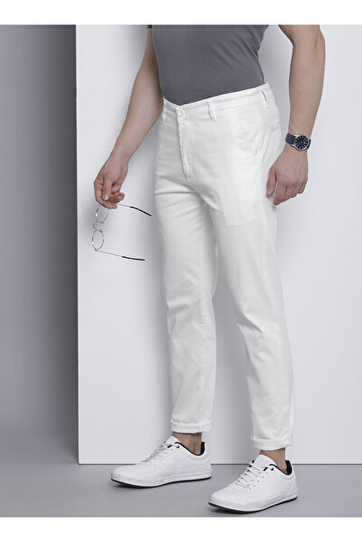 The Indian Garage Co By Styli Men White Slim Fit Solid Chinos