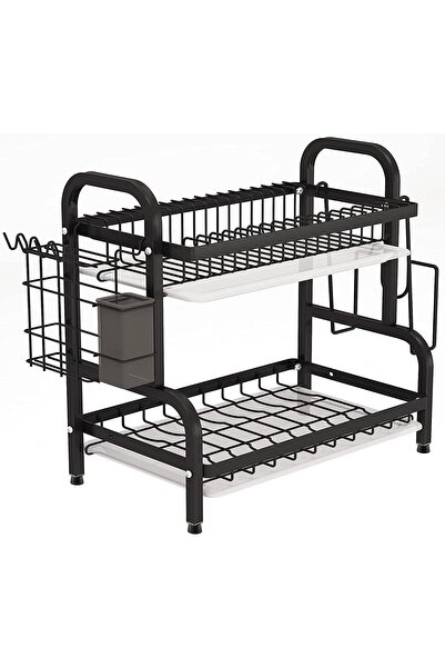 ONMART Dish Drying Rack, 2-Tier Compact Kitchen Dish Rack Drainboard Set, Lar...