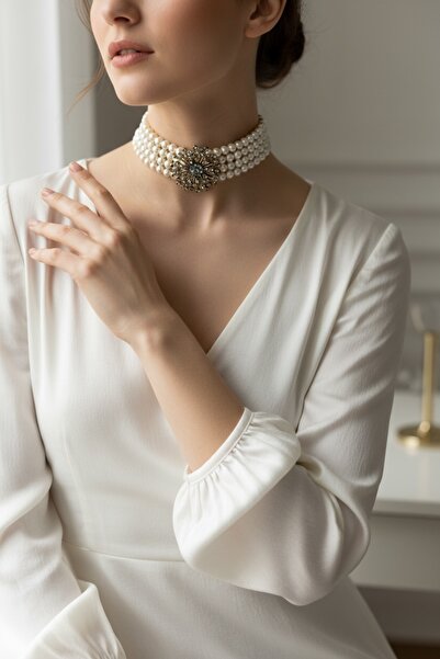 FAYRA ACCESSORIES Dandelion İnci Tasma Kolye