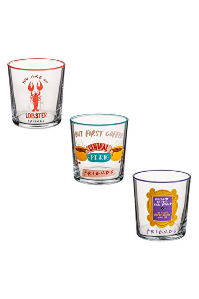 Friends Set of 3 Short Glasses with 'Friends' Design for Water 380ml