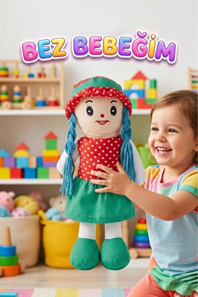 Tıfıl Toys Fatma Bebek! 48cm Büyük Puantiye Desenli Elbiseli ve Şapkalı El Ya...