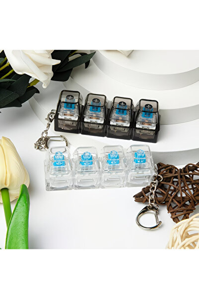 hediyeofisi Işıklı Mini Klavye Anahtarlık LED Fidget Stres Giderici Click Ses...