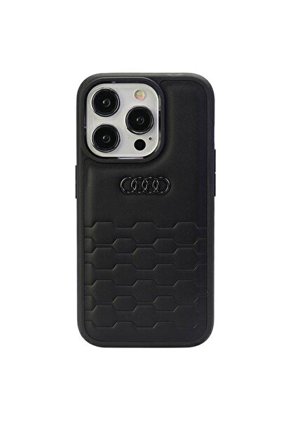 Audi GT PIELE SINTETICĂ IPHONE 15 PRO 6.1 " NEGRU/NEGRU CARCASA RIGIDĂ AU-TPU...