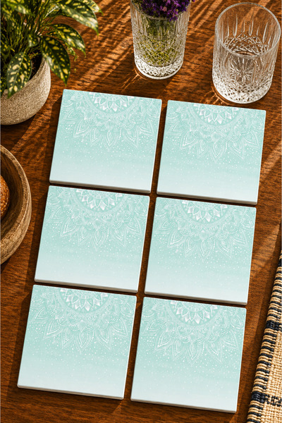 JHAAR Mandala Esintisi Modern Design Set of 6 Coasters - Uv Printing Mdf - 10...