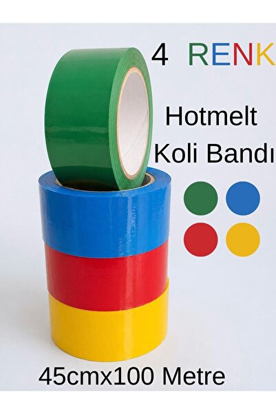 PKR 4 adet Renkli Koli Bandı Yeşil Mavi Kırmızı Sarı