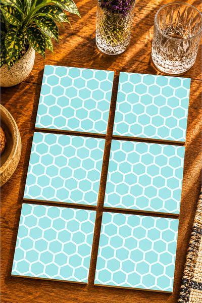 JHAAR Modern Design Set of 6 Coasters - Uv Printing Mdf - 10X10 cm