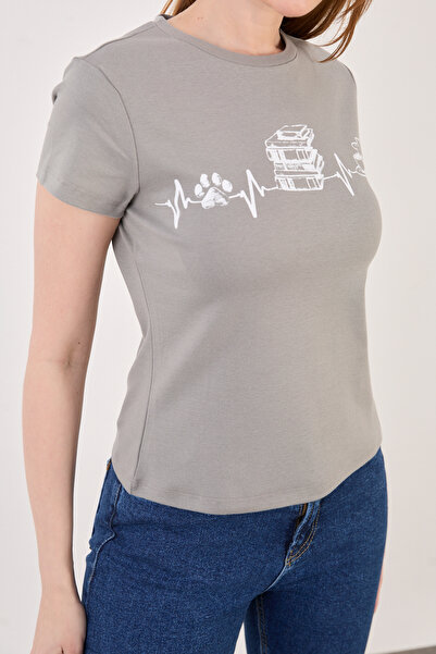 ZAZZONİ Printed Short Sleeve Women's T-Shirt