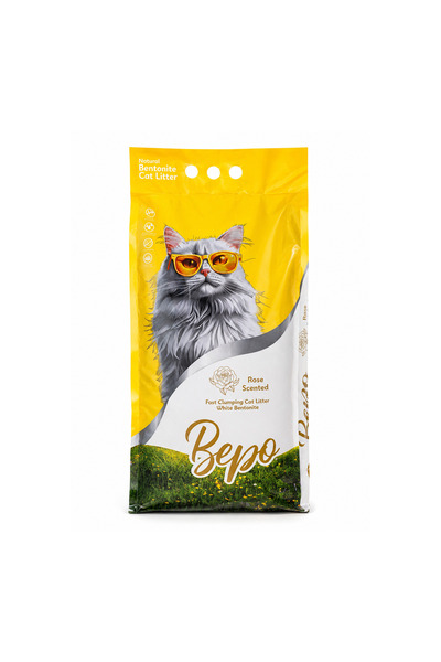bepo Natural White Bentonite Rose Scented Cat Litter - 20L Fast Clumping & No...