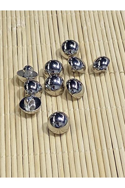 karantuhafiye Metalized Silver Curved / Shirt Blouse Button / 10 Pieces / 1 cm