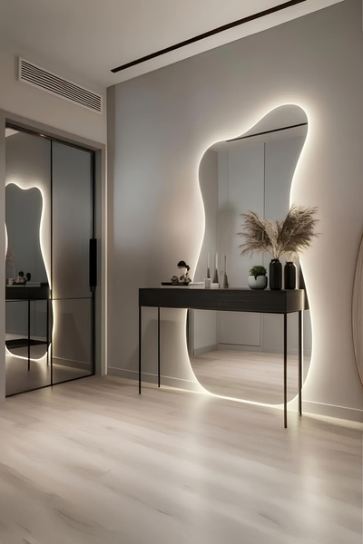 Mirror Home Decor Art Asimetrik Dalgalı Organik Form Dekoratif Boy Aynası – M...