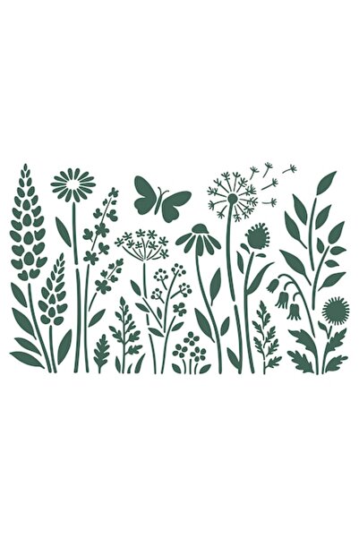 Eni Design Decorative stencil A4, Rustic Flowers, reusable, brown