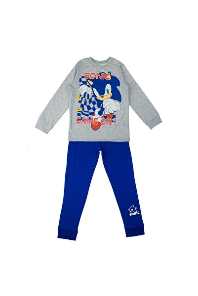 Zumzeria Set de pijamale de iarnă gri și albastru cu imprimeu Sonic „Game on”...