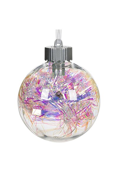 Zumzeria Glob de Crăciun transparent cu sclipici irizat și LED Ø9cm
