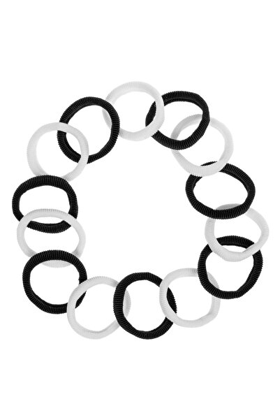 OEM Elastice de păr din frotir, negre și albe, pentru femei - 14 bucăți
