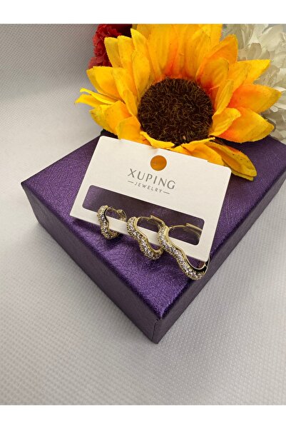 XUPING JEWELRY Jeweler's Series Zircon Stone 3-Size Heart 3-Piece Steel Earri...