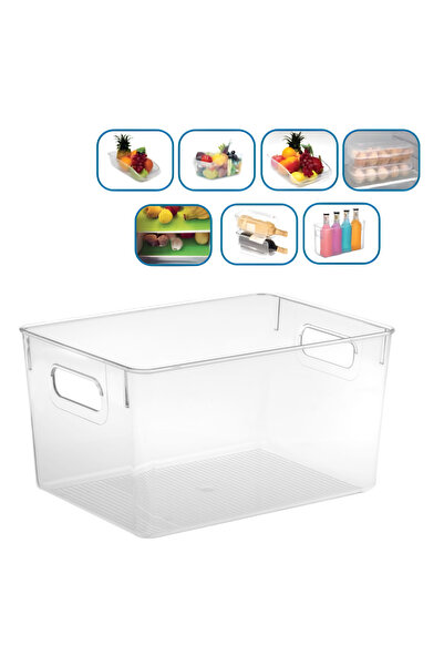 Zumzeria Transparent Plastic Organizer Box with Handles 28.5x20.5x15.5cm