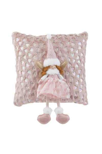 Zumzeria Pink Christmas Decorative Pillow with 3D Angel 35x35cm