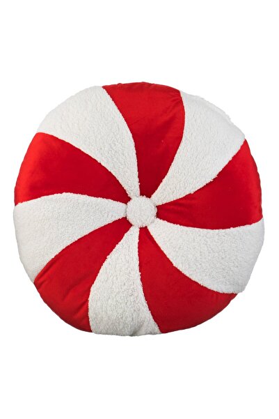 Zumzeria Round White Red Candy Christmas Cushion Ø40cm