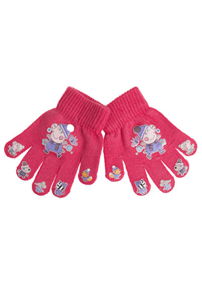 Zumzeria Pink Gloves with Peppa Skiing Design for Kids 2-5 Years - 1 Pair
