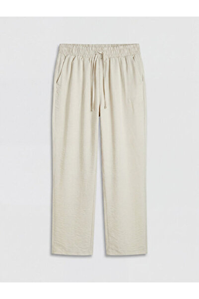 LC Waikiki Rmz Gi̇yi̇m Farkiyla Women's Linen Blend Trousers with Waist Cord