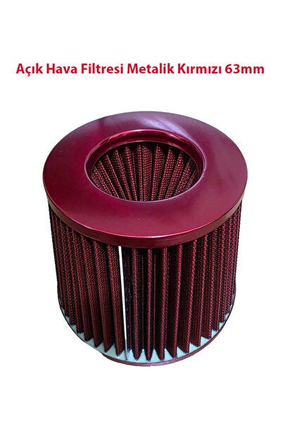 TRENDLIFEOTO AÇIK HAVA FİLTRESİ METALİK KIRMIZI GÖVDE 63MM