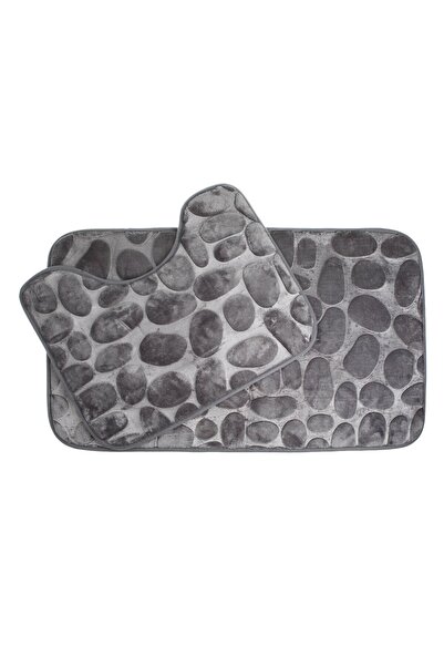 Zumzeria Gray Stone Bath Mat Set - 2 pcs