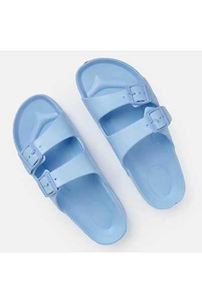 Zumzeria Women's Buckle Sandal in Light Blue with Double Insole