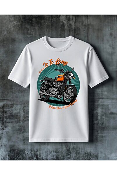 COMVİCHO No Road Is Long Motor Printed Oversize T-Shirt