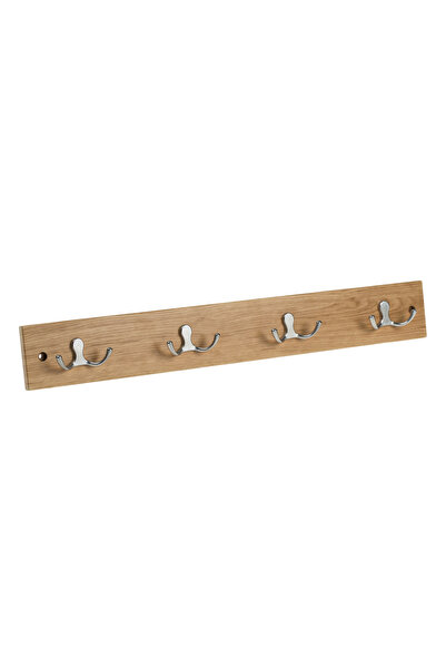 Zumzeria Wooden Wall Coat Rack with 4 Double Hooks 50x1.2x7cm