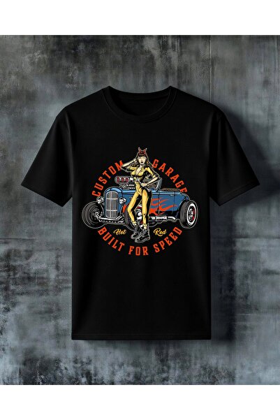 COMVİCHO Custom Garage Hot Rod Printed Oversize T-Shirt