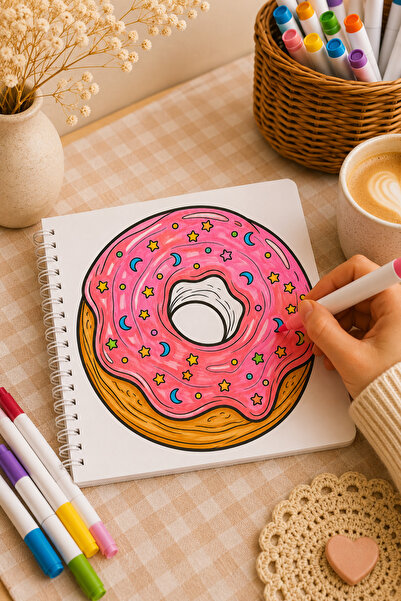 Z&R CRAFT Sweet Bakery Coloring Book - Sweet Bakery Coloring Book - Minimal Design - 21X21 - 35 Images