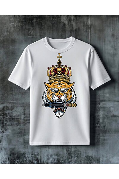 COMVİCHO King Kara Agir Tasli Kus Printed Oversize T-Shirt
