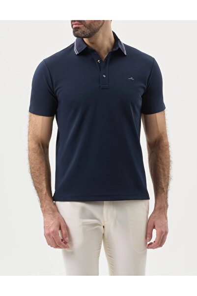 PAUL&SHARK Men's Button Closure Short Sleeve 100% Cotton Blue Polo Collar T-S...