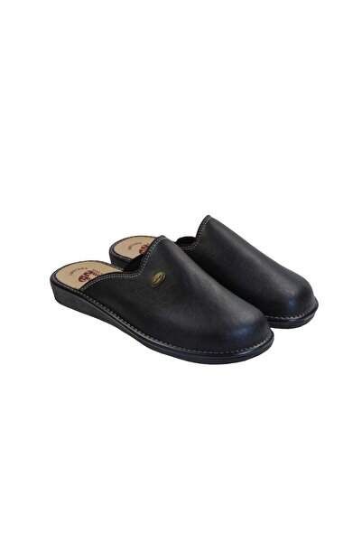 SAYYORA BIG SHOES Big Shoes 904 Ανδρική Παντόφλα Σπιτιού Από Τεχνόδερμα Μαύρη
