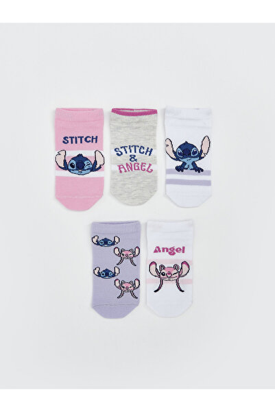 LC Waikiki Șosete sport pentru fete, cu model Stitch și Angel, pachet de 5