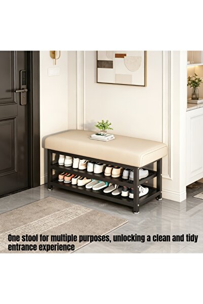 Universal Shoe changing stool that can store scattered shoes, made of steel p...
