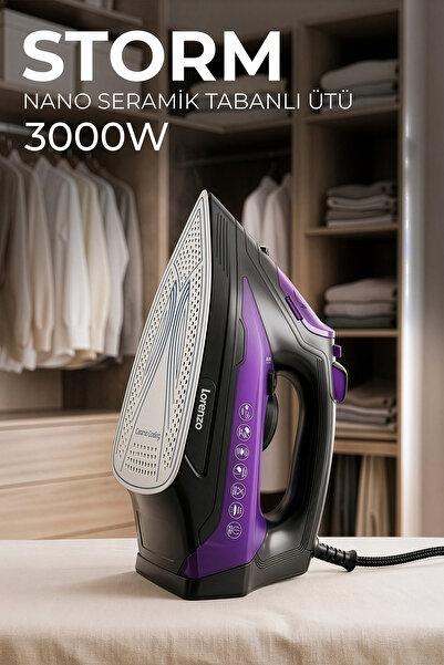 Lorenzo Storm 3000 Watt 230 Gr Turbo Şok Buhar Seramik Buharlı Ütü