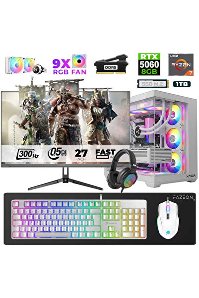 XASER Star X480 Ryzen 7 7800X3D 32GB Ram 1TB M.2 NVMe SSD 8GB RTX5060 27" 300...