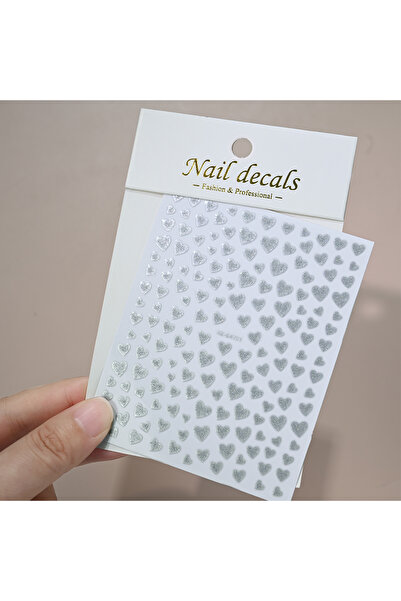 Choice4 silver 5D Valentine's Day Purple Glitter Love-Heart Nail Stickers Mix...