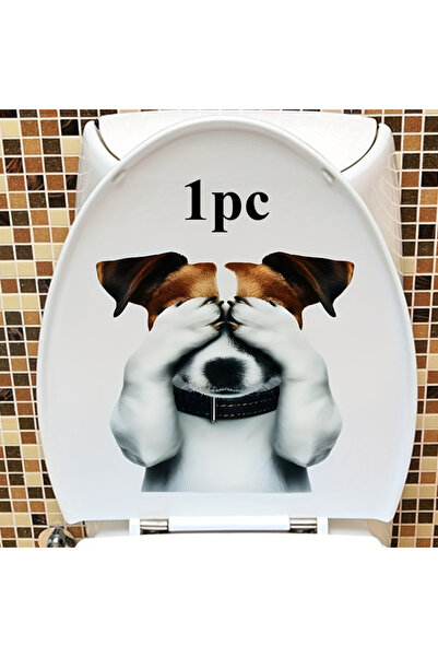Choice WHITE Shy Puppy Self-Adhesive Toilet Sticker - PVC Dog Wall Decal with...