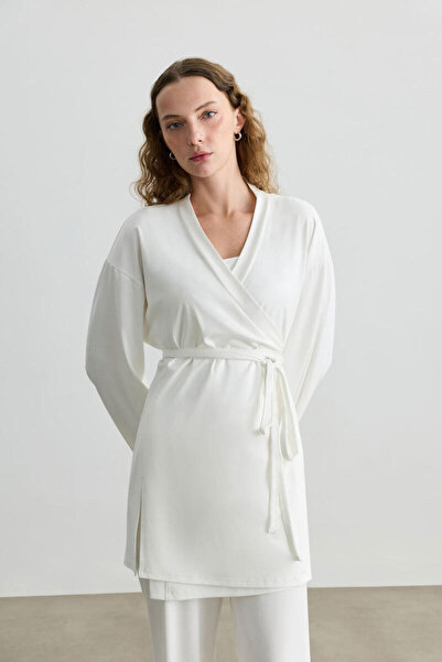 BE BLUE KIMONO OD ECRU MATERIJALA