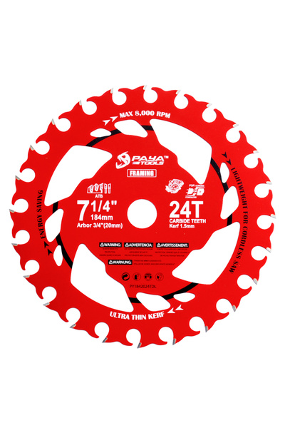 Choice1 184mm 20mm Wood Cutting 1PC PAYA 7-1/4Inch 24Teeth Light Weight Wood ...