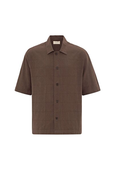 S13 Store Textured jacquard cotton men's short sleeve shirt