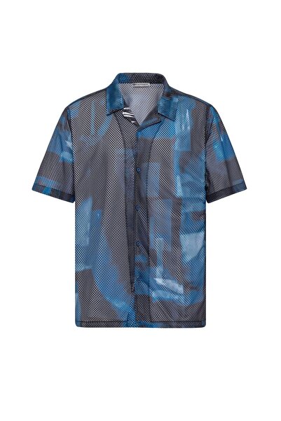 S13 Store Desenli Fitilli Oversize Gömlek
