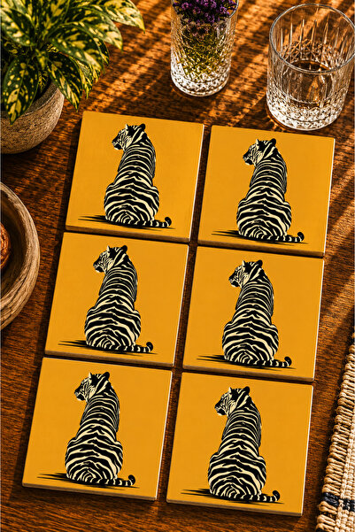 JHAAR Abstract Tiger Design Modern Set of 6 Coasters - Uv Printing Mdf - 10X1...